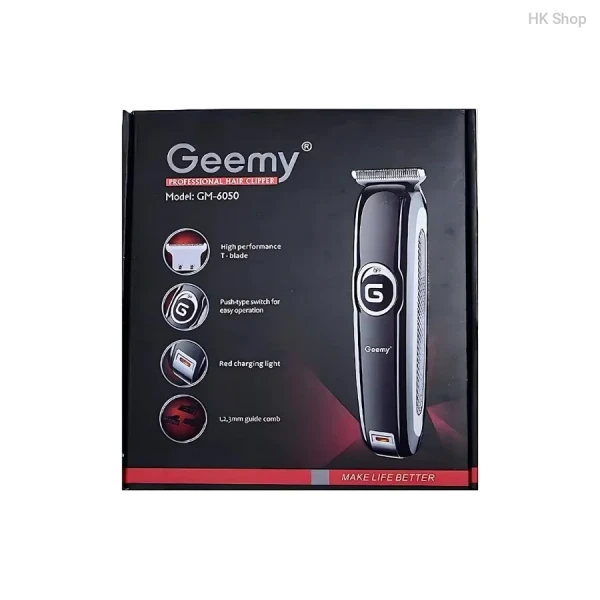 Geemy GM-6050 Precision Pro Cordless Hair & Beard Trimmer – Titanium Blade, 60-Minute Runtime