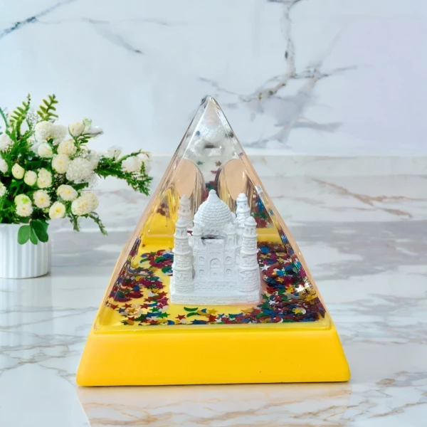 Crystal Taj Mahal Showpiece & Pen Holder - Unique Desk Decor | Elegant Crystal Taj Mahal Pen Holder - Vibrant Colors Available