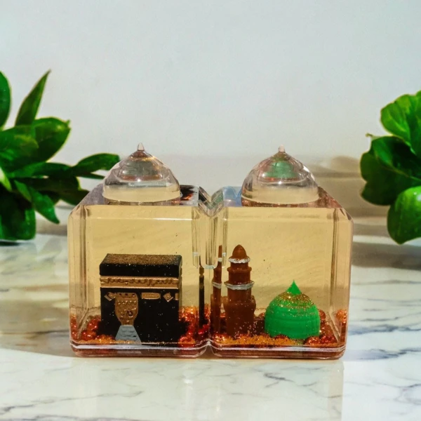 Buy Islamic-themed pen holder online | Islamic Gift Pen Holder for Office or Home | Beautiful Crystal Glass Pen Holder | Makkah & Madinah Miniature
