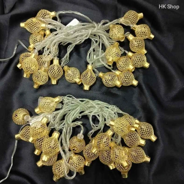 Golden Metal Lantern Shaped Fairy Lights Price in Bangladesh | String Lights For Diwali & Home Decoration, Candle