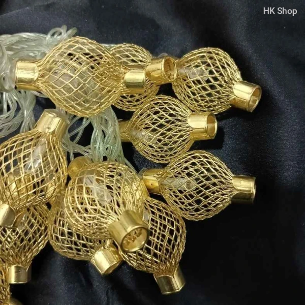 Golden Metal Lantern Shaped Fairy Lights Price in Bangladesh | String Lights For Diwali & Home Decoration, Candle