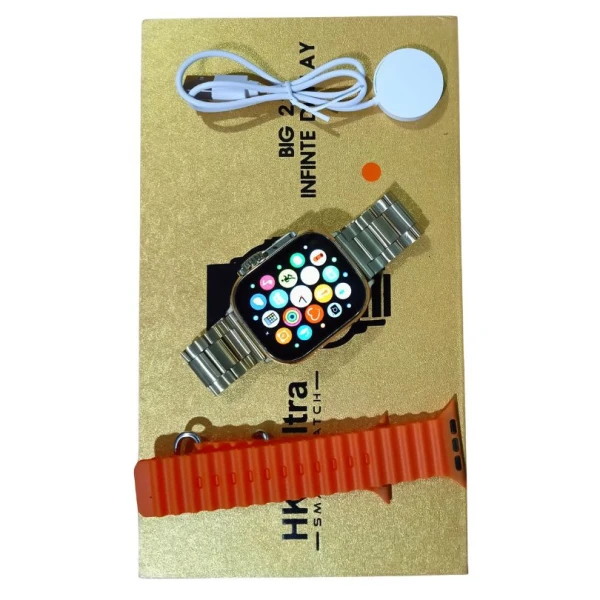 Hk9 Ultra – Golden Edition – Big 2.2 Infinite Display Wireless Smart Watch