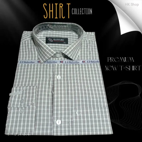 Giffini Men’s Checked Formal Shirt – Premium Cotton, অফিস & বিজনেস লুকের জন্য পারফেক্ট