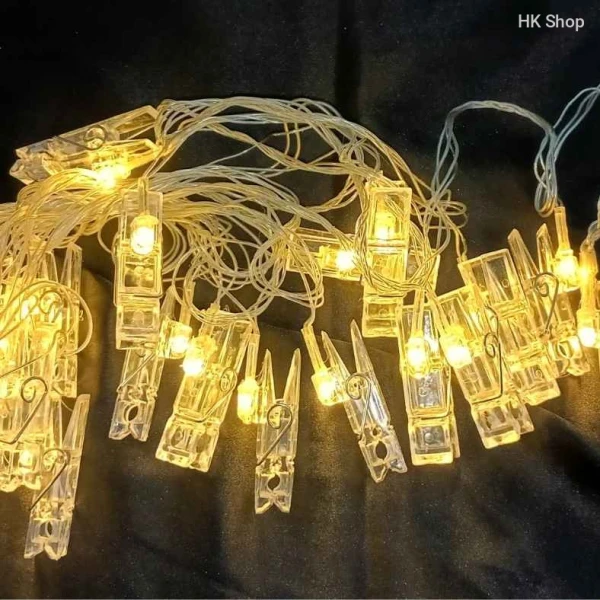 20-Piece LED Photo Clips Fairy lights bd Golden Color | Clip Design Fairy Decorative Lights | For Holiday Party Wedding Xmas Fairy Lighting