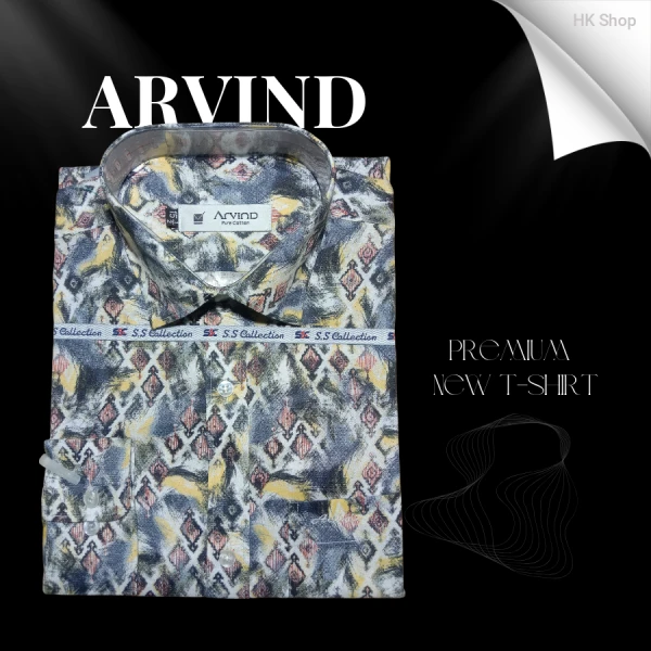 Arvind Men’s Ikat Cotton Shirt – স্টাইলিশ, সফট & আরামদায়ক ক্যাজুয়াল শার্ট