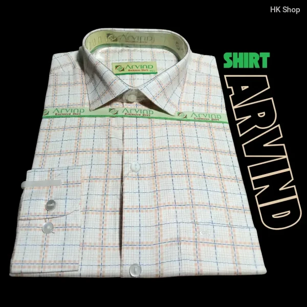Arvind Men’s Premium Checked Shirt – নরম Cotton, Tailored Fit, Size 15.5 – Stylish Casual & Formal Wear
