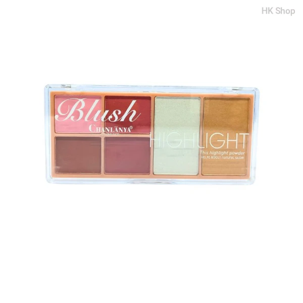 Chanlanya Blush And Highlighter Palette | 6 in 1, 4 Blush & 2 Highlighter | Four Shades for a Flawless Finish