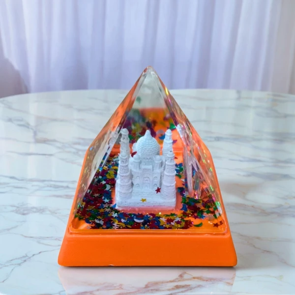 Crystal Taj Mahal Showpiece & Pen Holder - Unique Desk Decor | Elegant Crystal Taj Mahal Pen Holder - Vibrant Colors Available