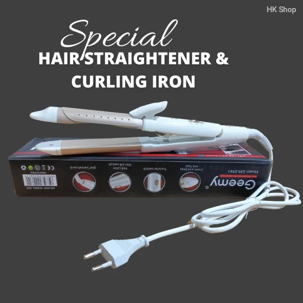 Geemy GM-2961: Ultimate 2-in-1 Hair Straightener and Curling Iron