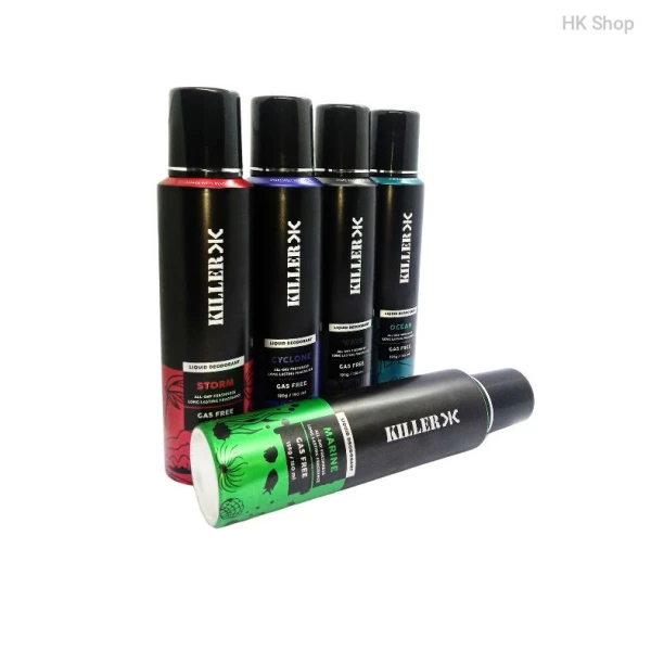 KILLER Deodorant: Ultimate Body Spray Collection for Men | Stay Fresh with 5 Unique Variants– Cyclone, Storm, Wave, Ocean, Marine (150ml) | 24-Hour Freshness & Style | Long-Lasting Deodorant for Confi
