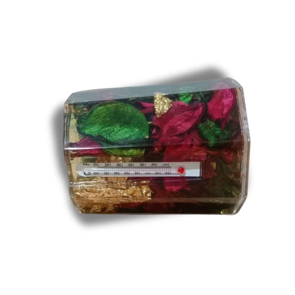 Multipurpose Crystal Hexagon Pen Holder with Room Temperature Meter