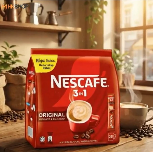 NESCAFÉ 3 in 1 Original Instant Coffee Premix – 25 Sticks | Rich Aroma, Balanced Taste, Easy Preparation
