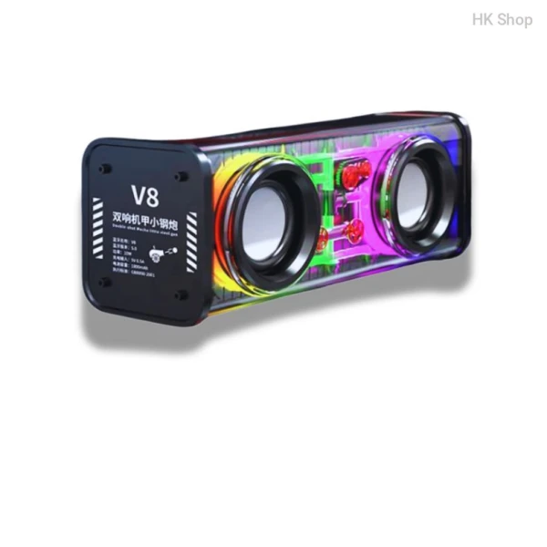 V8 Transparent RGB Light Bluetooth 5.3 Portable Wireless Speaker, 13.6W Transparent Speaker