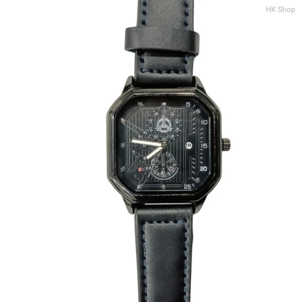 CURREN Premium Men's Multifunction Quartz Wristwatch - Black & White Dial with Leather Strap