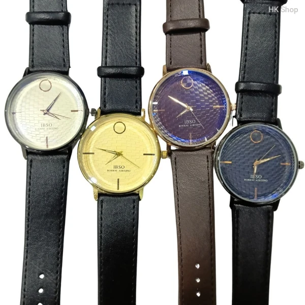 IBSO Leather Strap Minimalist Men's Quartz Watch - Elegant Waterproof Design