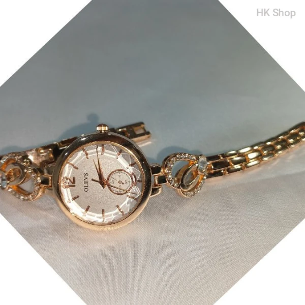 2025 Rose Gold Tone Analog Quartz Water Resistant Bangle Watch for Women