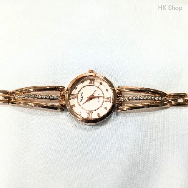 Olevs Rose Gold Women's Watch | Elegant Quartz Bangle Watch