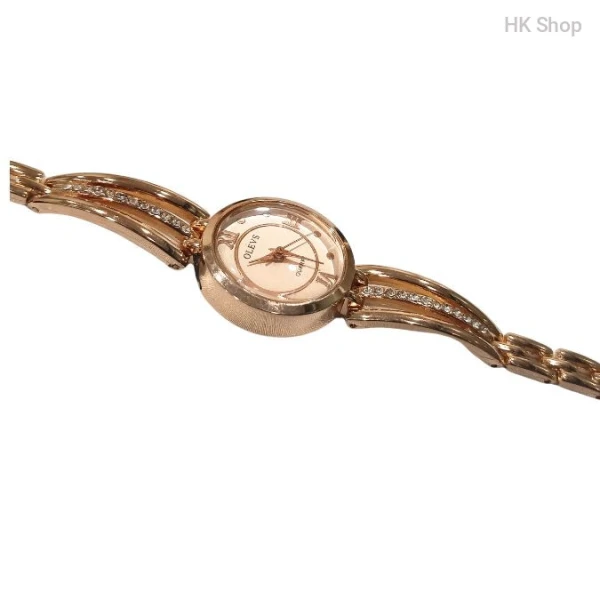Olevs Rose Gold Women's Watch | Elegant Quartz Bangle Watch