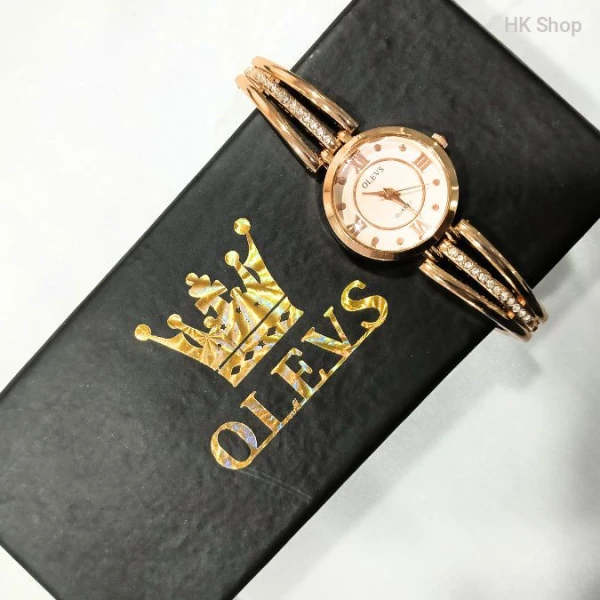 Olevs Rose Gold Women's Watch | Elegant Quartz Bangle Watch