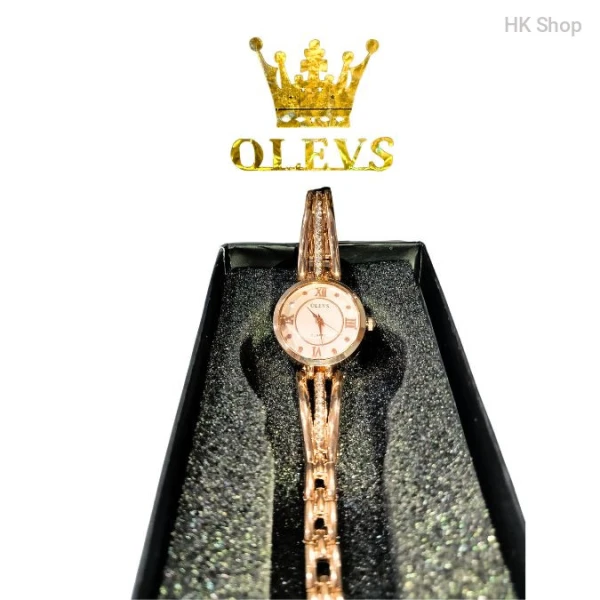 Olevs Rose Gold Women's Watch | Elegant Quartz Bangle Watch
