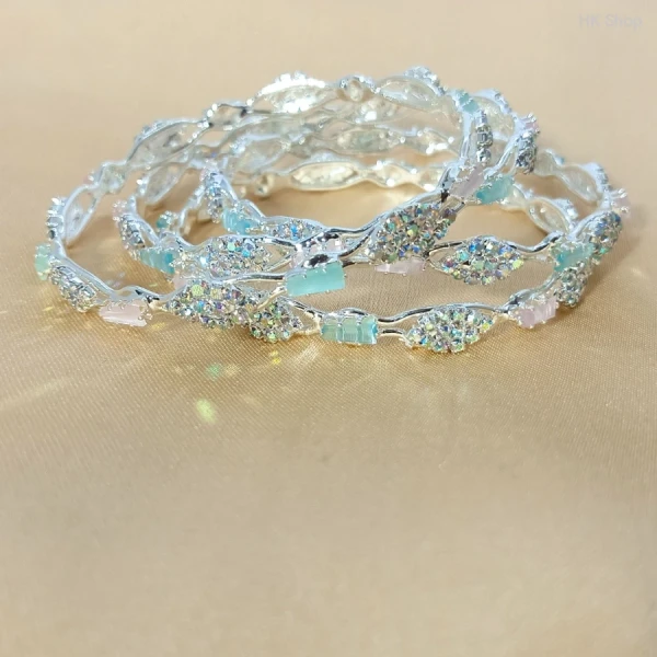 Sparkling Twisted Bangle Set – Iridescent Stone-er Shaj-e Gorgeous Look! (4Pieces set)