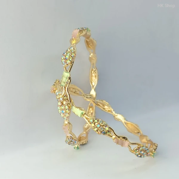 Sparkling Twisted Bangle Set – Iridescent Stone-er Shaj-e Gorgeous Look! (4Pieces set)
