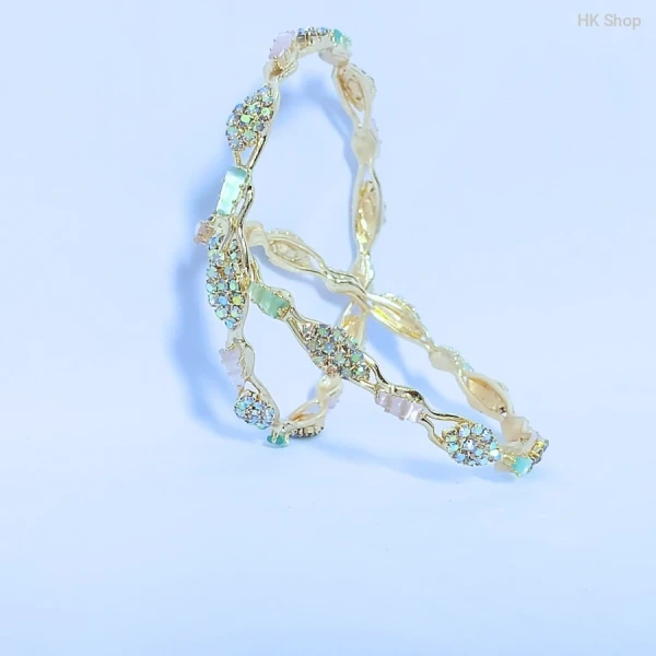 Sparkling Twisted Bangle Set – Iridescent Stone-er Shaj-e Gorgeous Look! (4Pieces set)