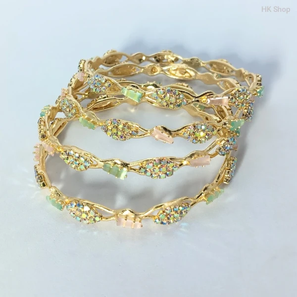 Sparkling Twisted Bangle Set – Iridescent Stone-er Shaj-e Gorgeous Look! (4Pieces set)
