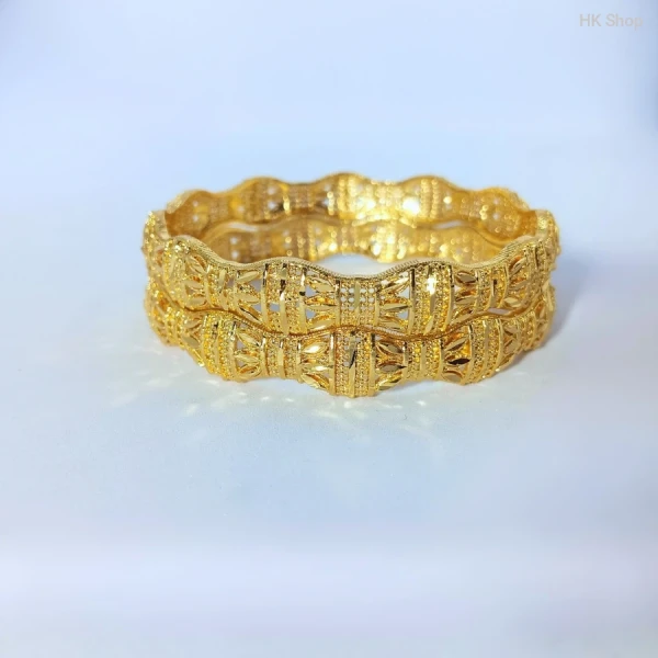 Radiant Glow Latest Gold Plated Bangles | Timeless Beauty with Intricate Design(2 Pieces)