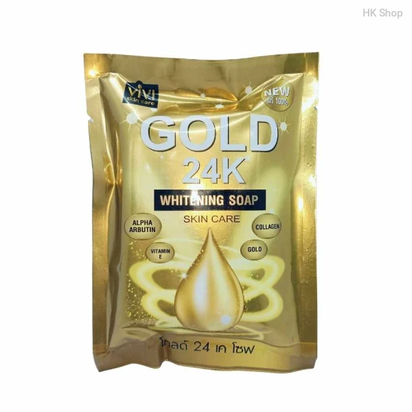 Vivi Skin Care Gold 24 K whitening soap | Made in Thailand | With Alpha Arbutin, Collagen, Vitamin-E, Gold