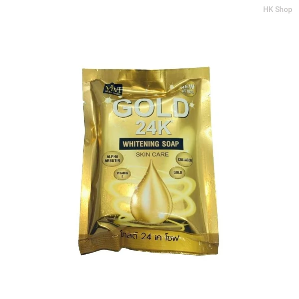 Vivi Skin Care Gold 24 K whitening soap | Made in Thailand | With Alpha Arbutin, Collagen, Vitamin-E, Gold