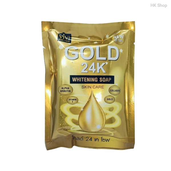 Vivi Skin Care Gold 24 K whitening soap | Made in Thailand | With Alpha Arbutin, Collagen, Vitamin-E, Gold
