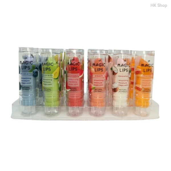 Natural Color-Changing Lip Balm | 6 Fruit Flavors | Moisturizing Magic Lips Lipstick with Natural Extracts - Blueberry, Avocado, Watermelon, Peach, Coconut, Honey