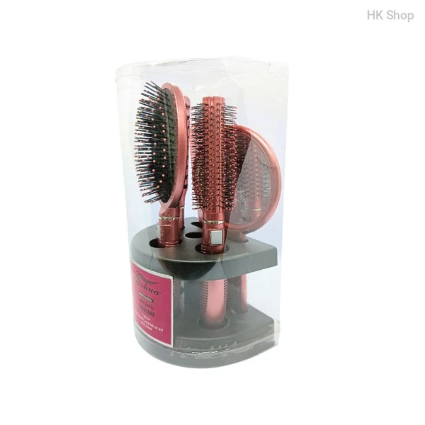 5-in-1 Professional Hairbrush Combo Set with Stand -Rose Gold Edition | Upgrade Your Hair Care Salon-Quality Hairbrushes