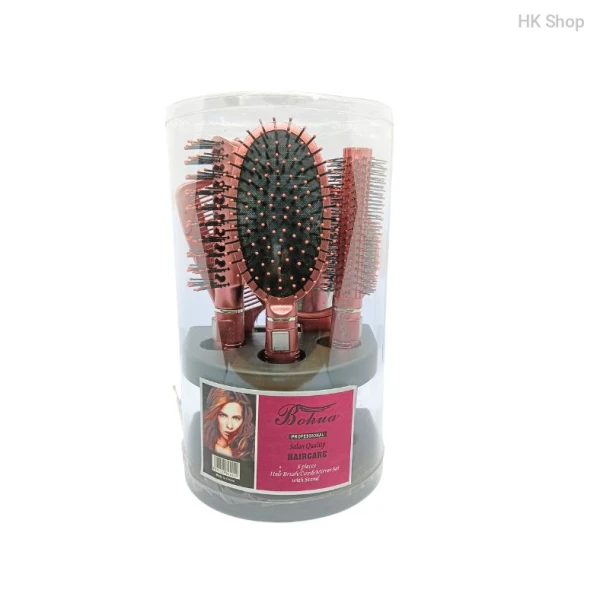 5-in-1 Professional Hairbrush Combo Set with Stand -Rose Gold Edition | Upgrade Your Hair Care Salon-Quality Hairbrushes
