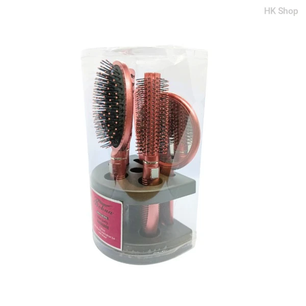 5-in-1 Professional Hairbrush Combo Set with Stand -Rose Gold Edition | Upgrade Your Hair Care Salon-Quality Hairbrushes
