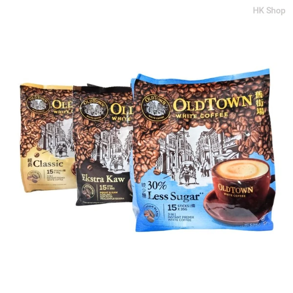 OldTown White Coffee 3-in-1 Instant Coffee Mix - Extra Rich, Less Sugar & Classic Flavors (15 Sachets x 35g)