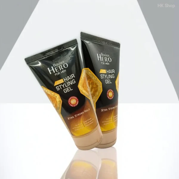 Boxiser Hero Men’s Hair Styling Gel – Long Lasting, Wet Look & Extra Strong Hold, Enriched with Pro-Vitamin B5, Oil-Free, Alcohol-Free, UV Protection