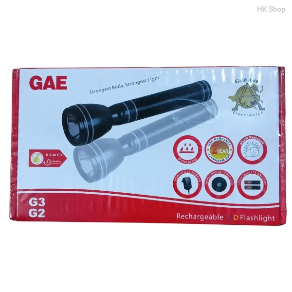GAE Rechargeable LED Flashlight - Waterproof, Shock-Resistant, Ultra-Bright, Durable Flashlight for Outdoor & Emergency Use