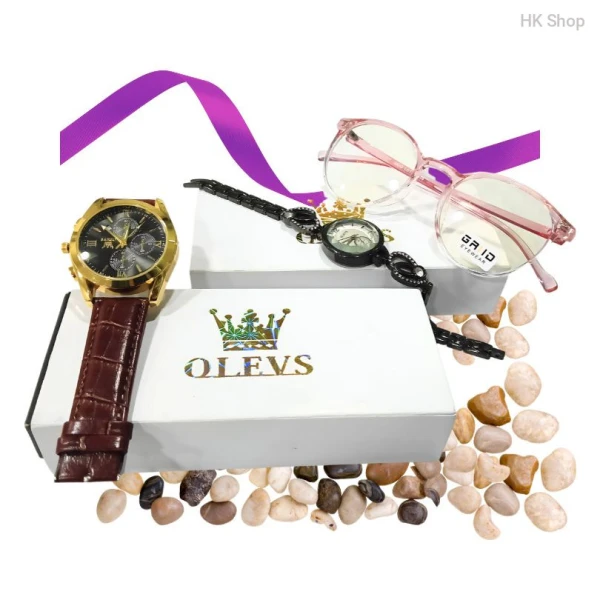 couple combo- men's watch and wallet- women's watch and stylish sunglass, lady's olevs watch lady's sunglass grid men's olevs belt watch and dunhill long wallet.