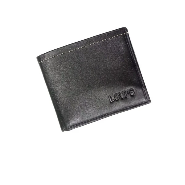 LEVIS Men's Compact Traveler Bifold Wallet with Multiple Card Slots and ID Window