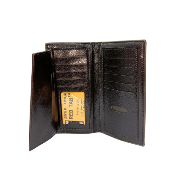 Menbense PU Leather Double Zipper Woody Brown Long Wallet For Men