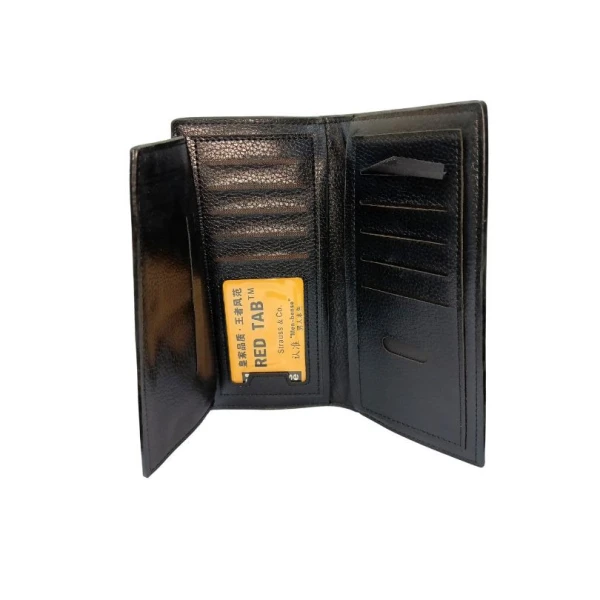 Menbense PU Leather Double Zipper Woody Brown Long Wallet For Men