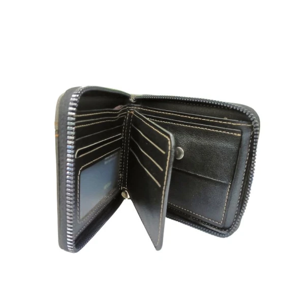 MenBense Lifetime Devoted Round Zipped Bifold Wallet