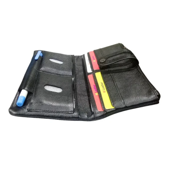 M. Leather Long Wallet With Pen Holder