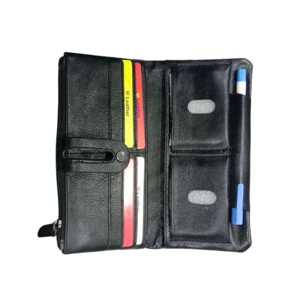 M. Leather Long Wallet With Pen Holder