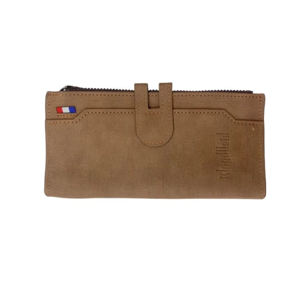 KINGDUSHI Stylish PU Leather Men Zipper Long Wallet Large Capacity Cards Cash Holder Bag - Brown