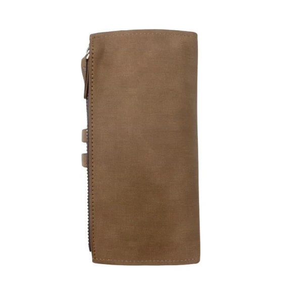 KINGDUSHI Stylish PU Leather Men Zipper Long Wallet Large Capacity Cards Cash Holder Bag - Brown