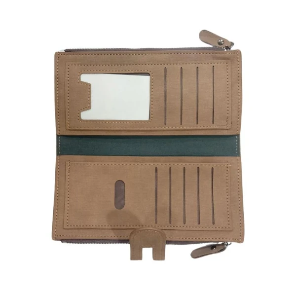 KINGDUSHI Stylish PU Leather Men Zipper Long Wallet Large Capacity Cards Cash Holder Bag - Brown