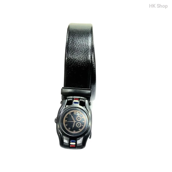 Black Buckle Watch System Leather Belt For Women